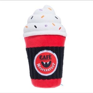 Bark afraid of the bark IV Drip Coffee shaped plush dog toy NWT